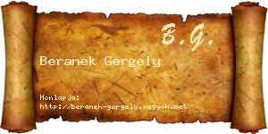 Beranek Gergely névjegykártya